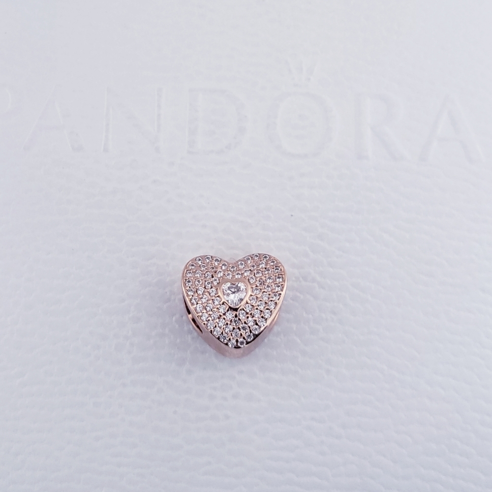 ❤️ Authentic Pandora ⭐️RETIRED⭐️ ROSE HEART CHARM - Picture 6 of 6